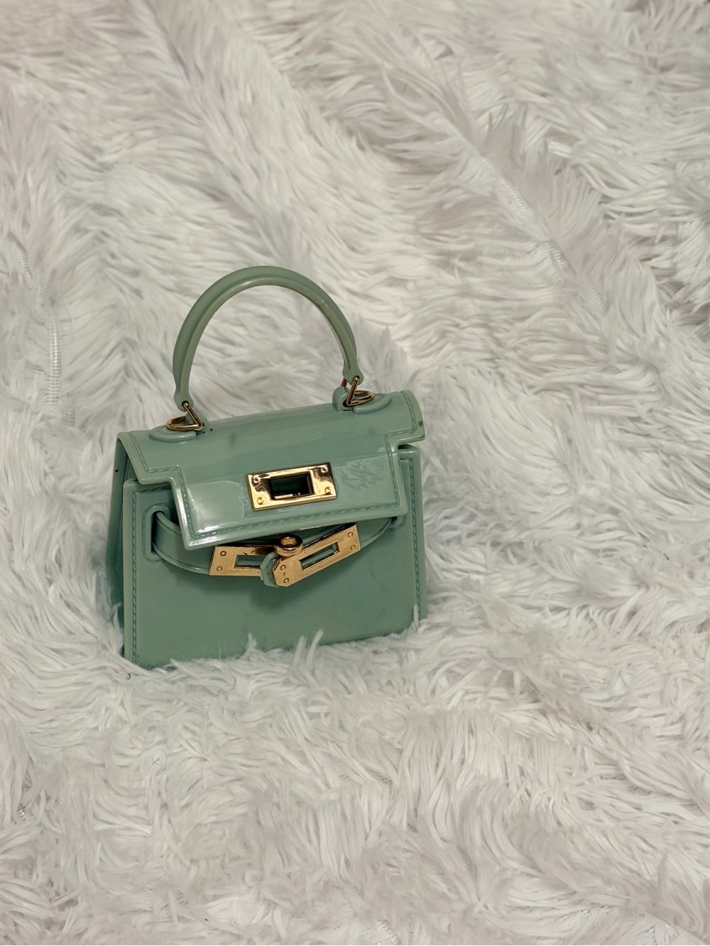 Mint Patent Mini Top-Handle Bag